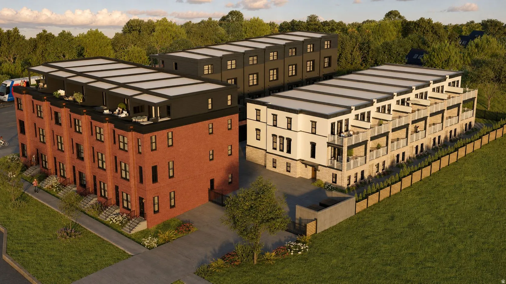 Communities site rendering from south side looking towards the gated driveway