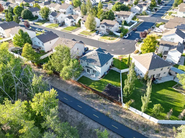 View of home, yard, and Spanish Fork River Trail