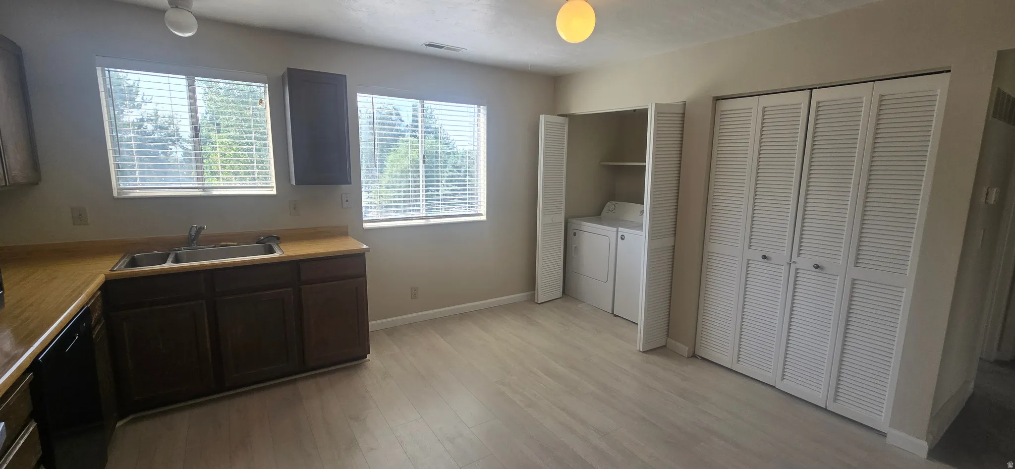 Wood-finish flooring throughout