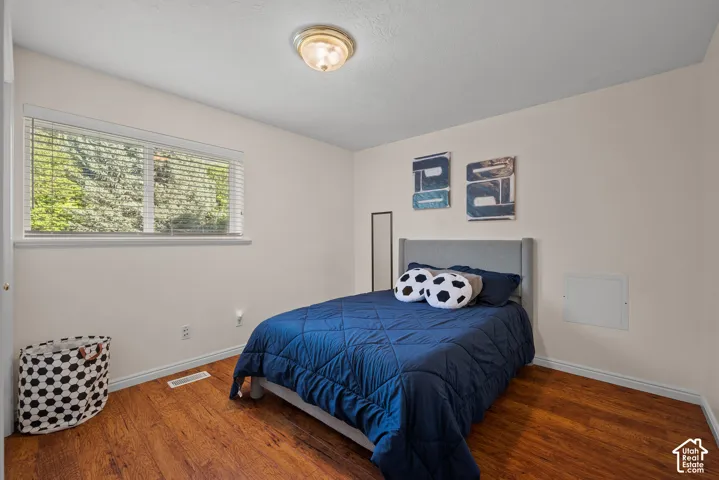 Wood-finish flooring with white trim