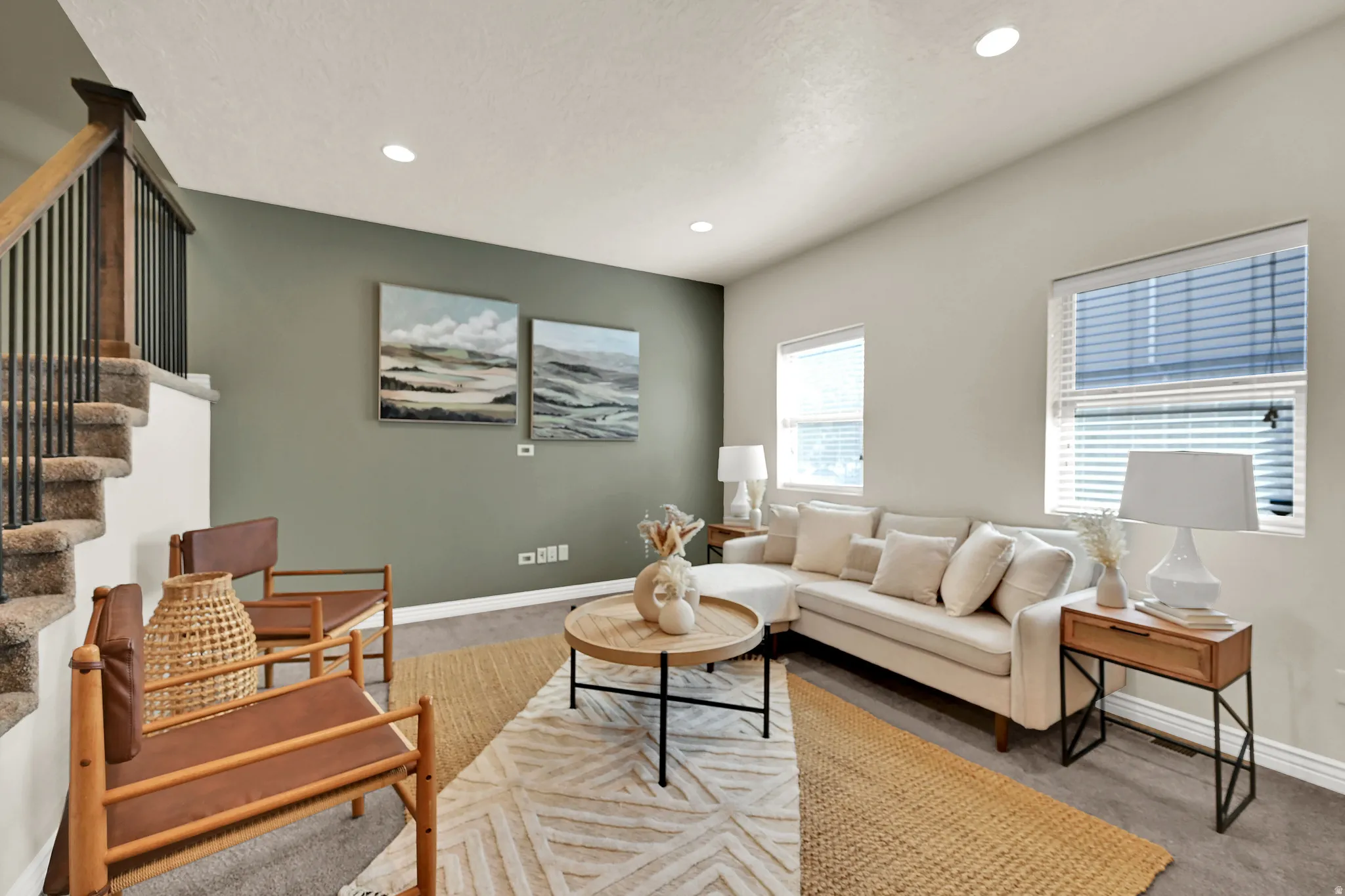 Vaulted ceiling with recessed lighting