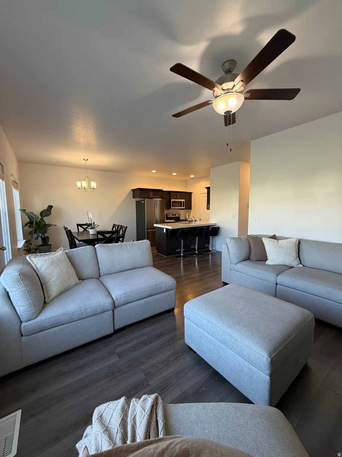 Wood-finish flooring throughout
