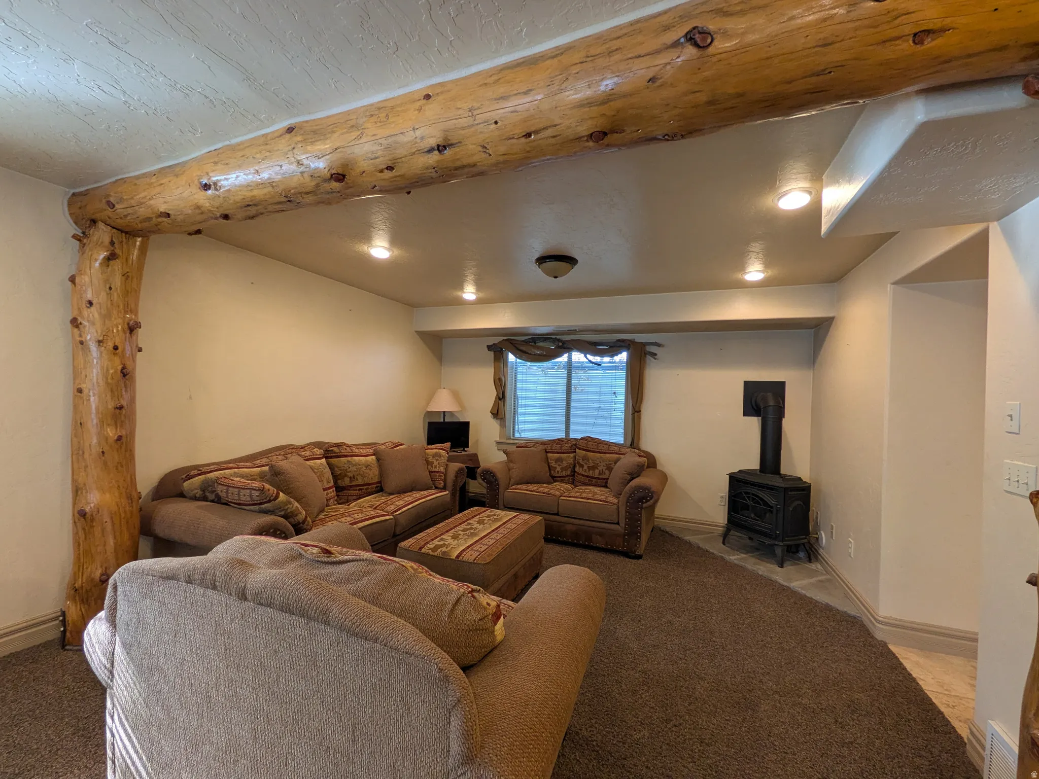 Natural wood column and beam