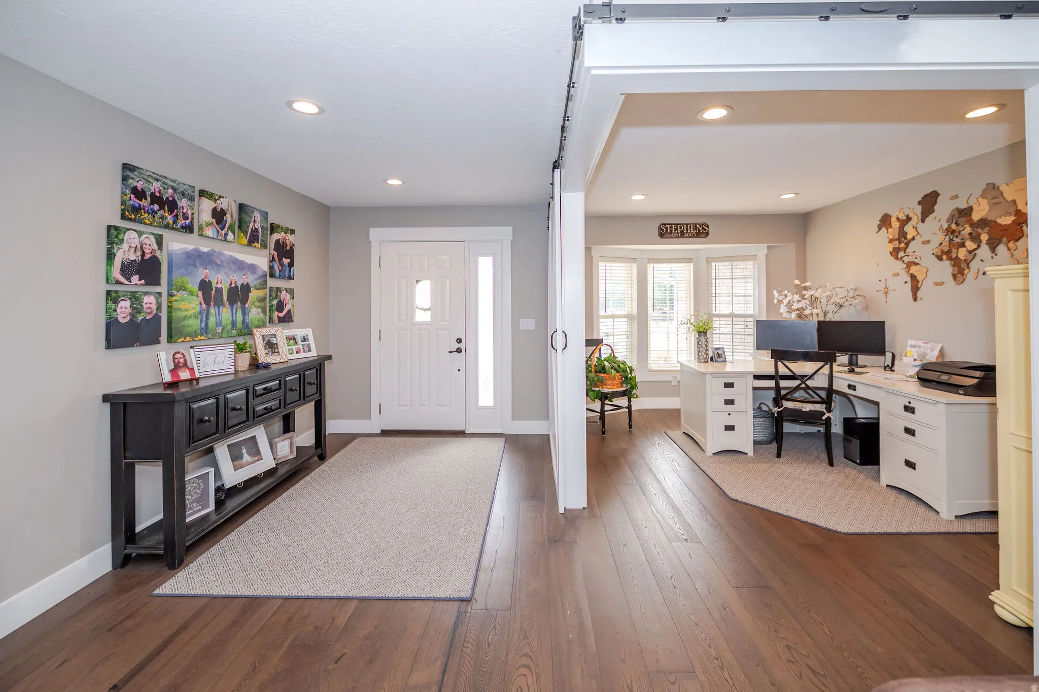 Office has Barn doors that close to make this a fully closed off office space, or leave it open for a more open concept feel!