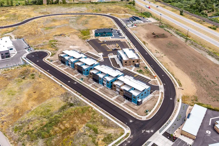 Newly constructed townhome community featuring contemporary architectural design