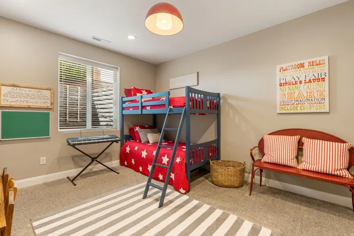 Wall-to-wall carpeting and neutral wall tones