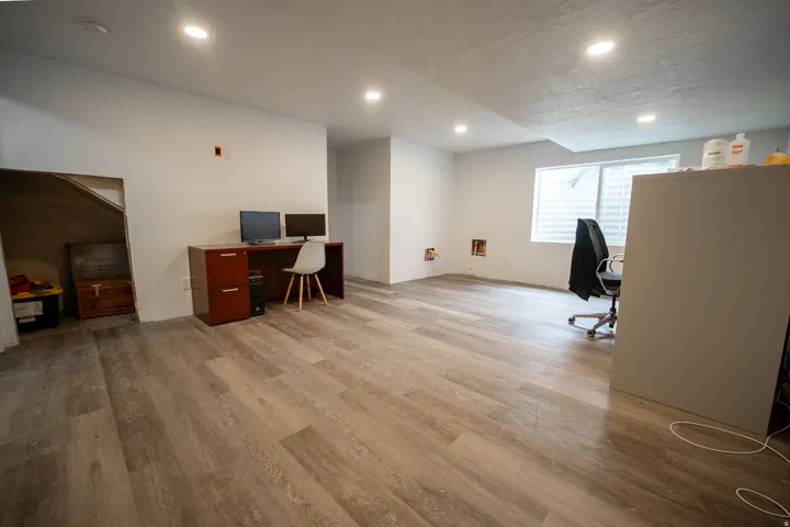 The basement is plumbed for a future wet bar, providing an excellent opportunity to create the ultimate entertainment space, guest retreat, or secondary living area.