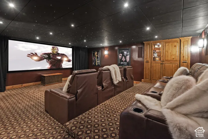 Integrated projection screen with dark privacy drapes