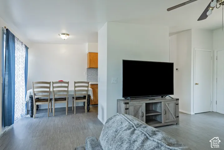 Wood-finish flooring throughout