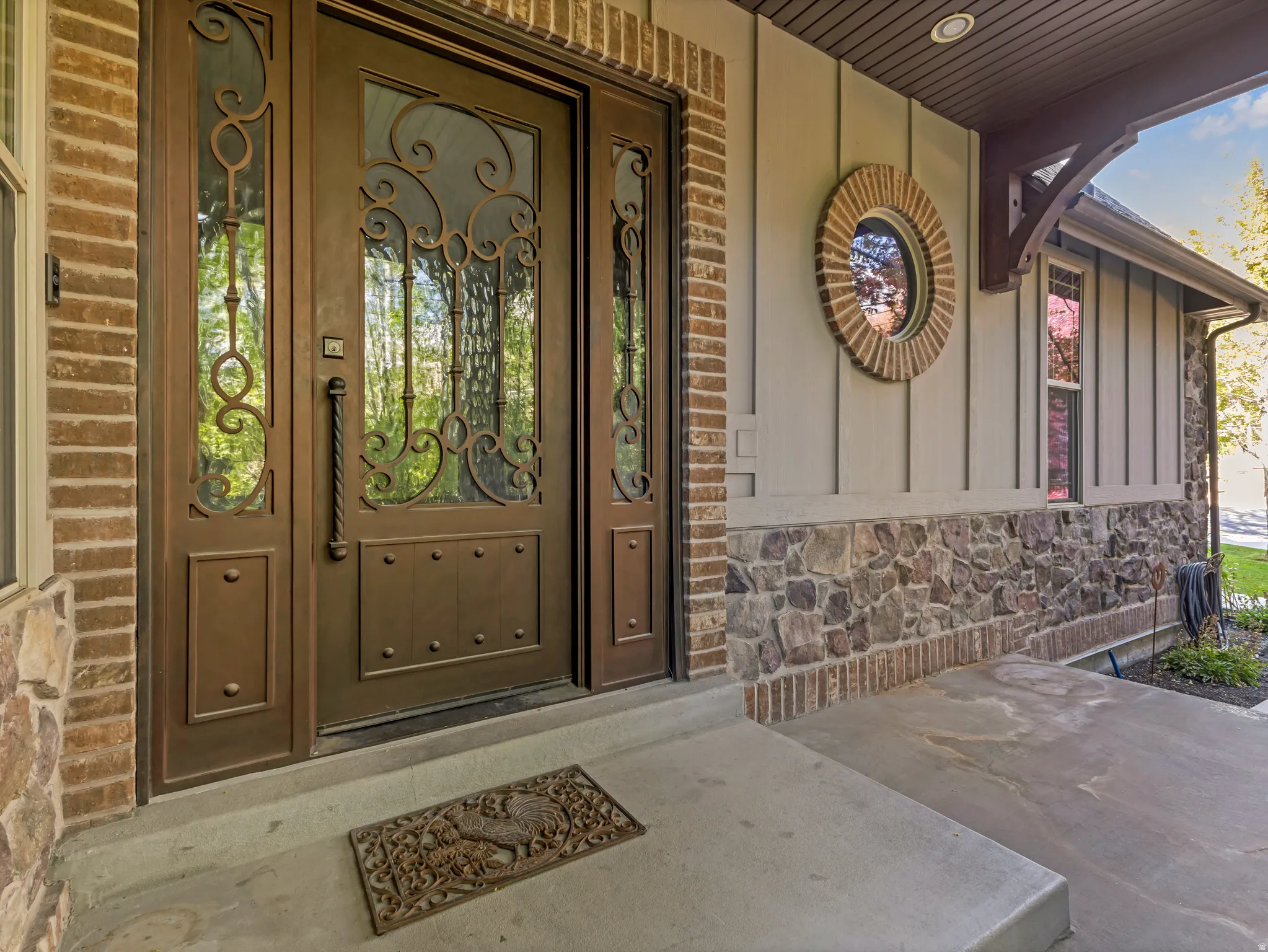 Custom 8 ft. wrought iron entry door