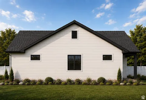 White horizontal siding exterior with black trim