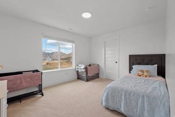Neutral wall tones with carpet flooring