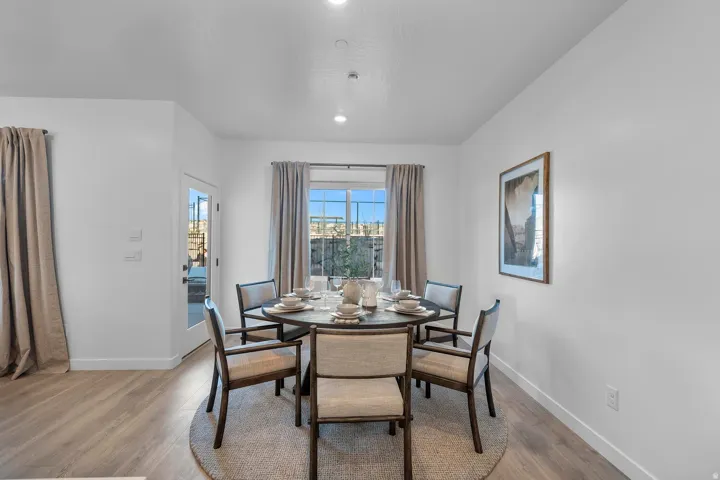 Recessed lighting with a window and a glass-paneled door