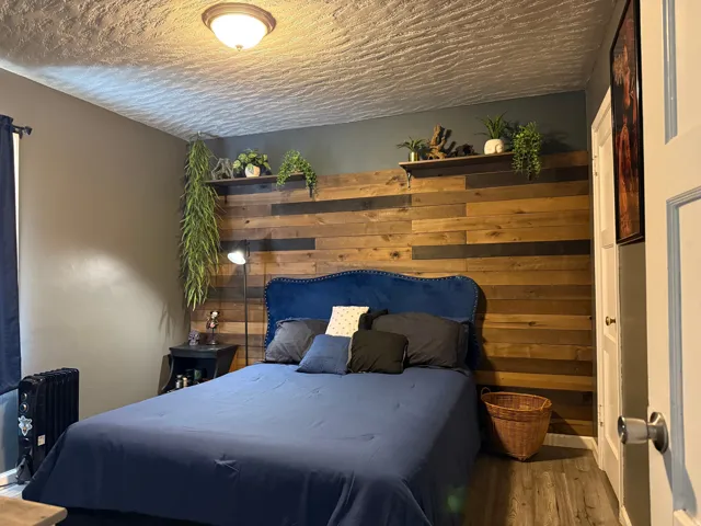Accent wall featuring wood paneling