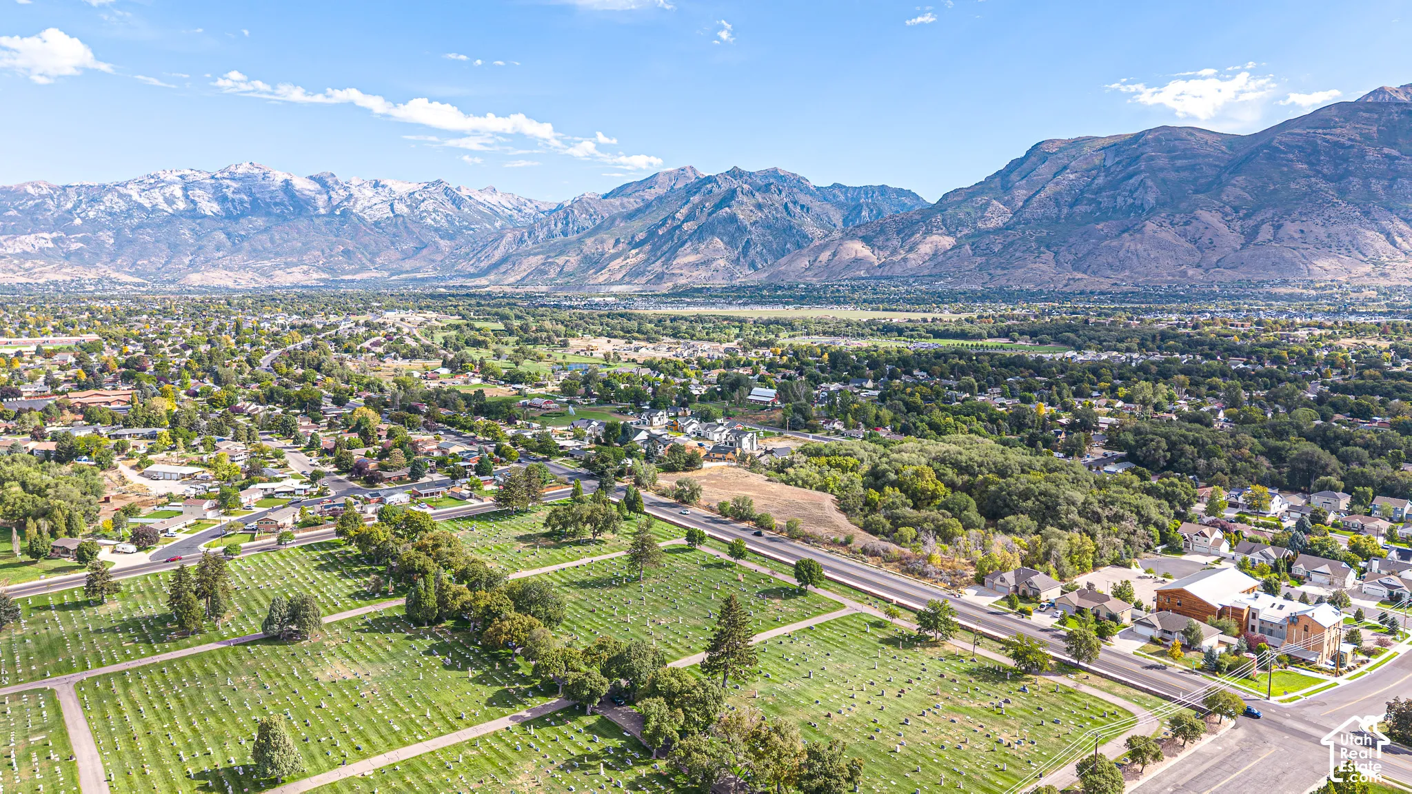 Expansive residential area with a prominent mountain backdrop
