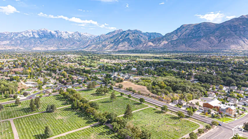Expansive residential area with a prominent mountain backdrop