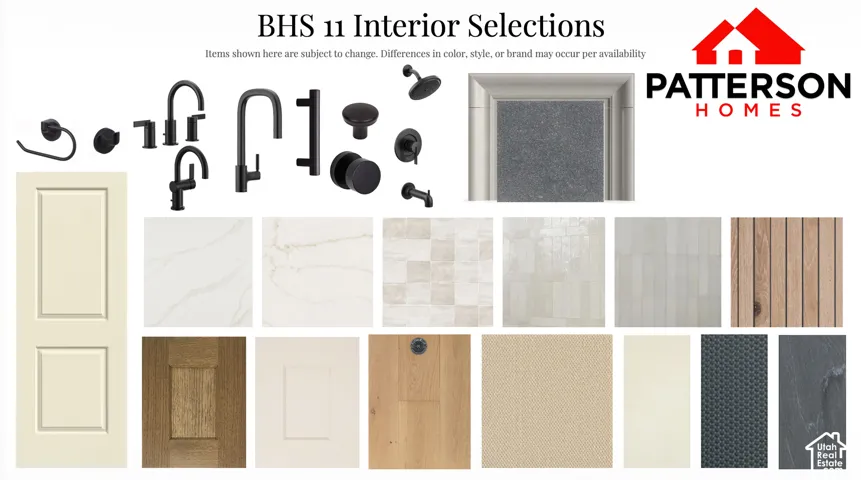 Interior Selections Display. Showcasing a range of material and fixture options for the property