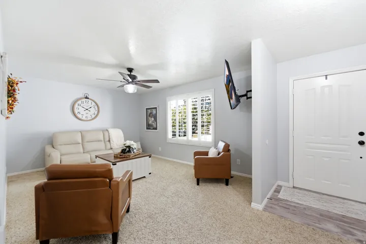 Recessed entryway with wood-finish flooring