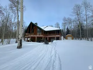 Wood-clad exterior with a prominent A-frame architectural style
