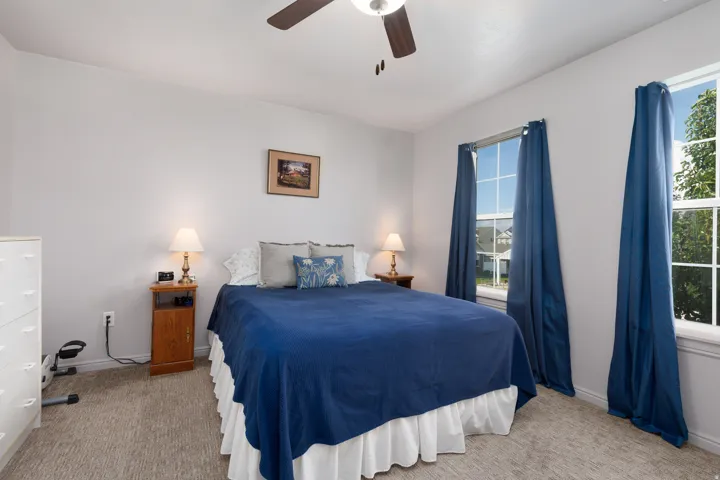Light-colored walls with textured carpeting