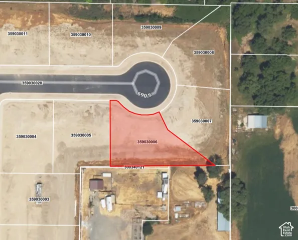 Assessor's Parcel Map, Aerial View. Displaying the boundaries of the property and adjacent parcels within a developed area