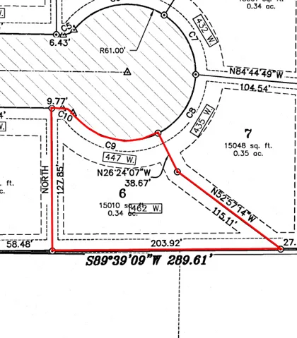 Survey Plat. Illustrating the property boundaries, dimensions, and adjacent parcel information