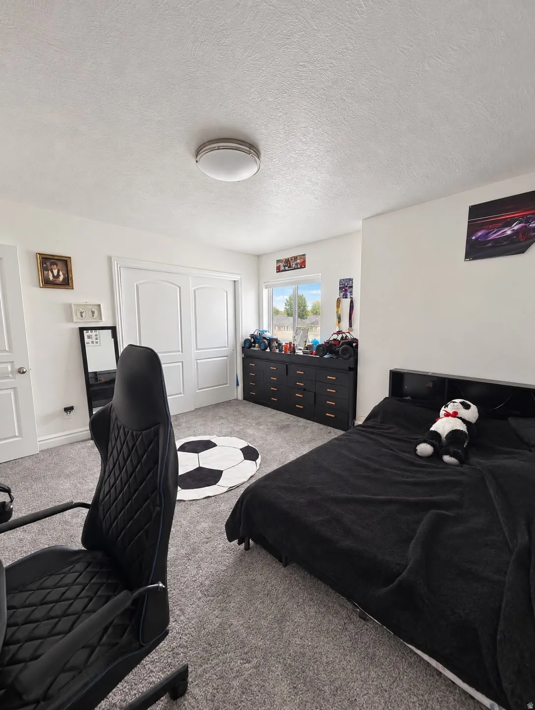 White walls with textured ceiling