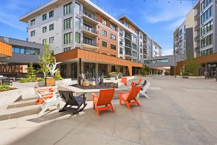 Expansive outdoor plaza featuring concrete hardscaping