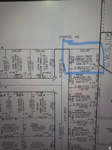 Plat Map. Illustrating lot dimensions, parcel identification numbers, and owner details for the property