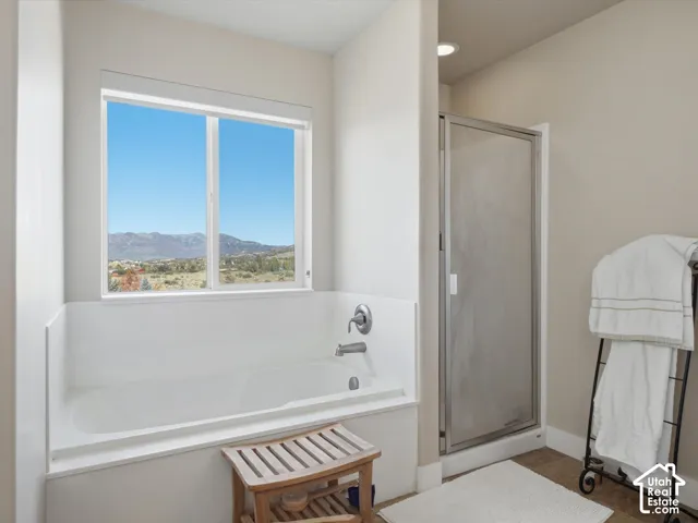 Built-in soaking tub with a tiled surround