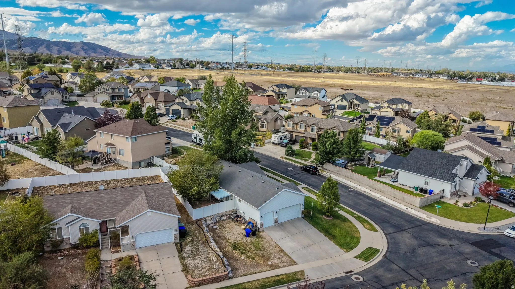 Residential neighborhood with paved streets and established homes