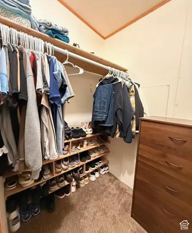 Built-in shelving and hanging rods for organized storage