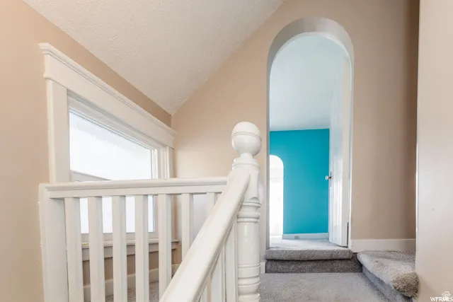 Arched doorway and window with architectural trim