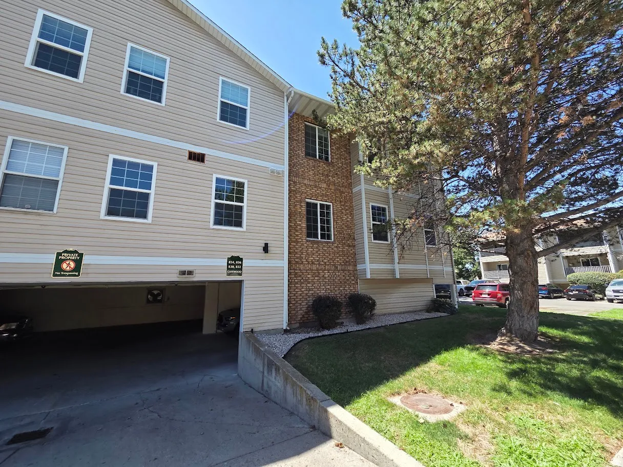 Street-view of building and entrance to the garage.