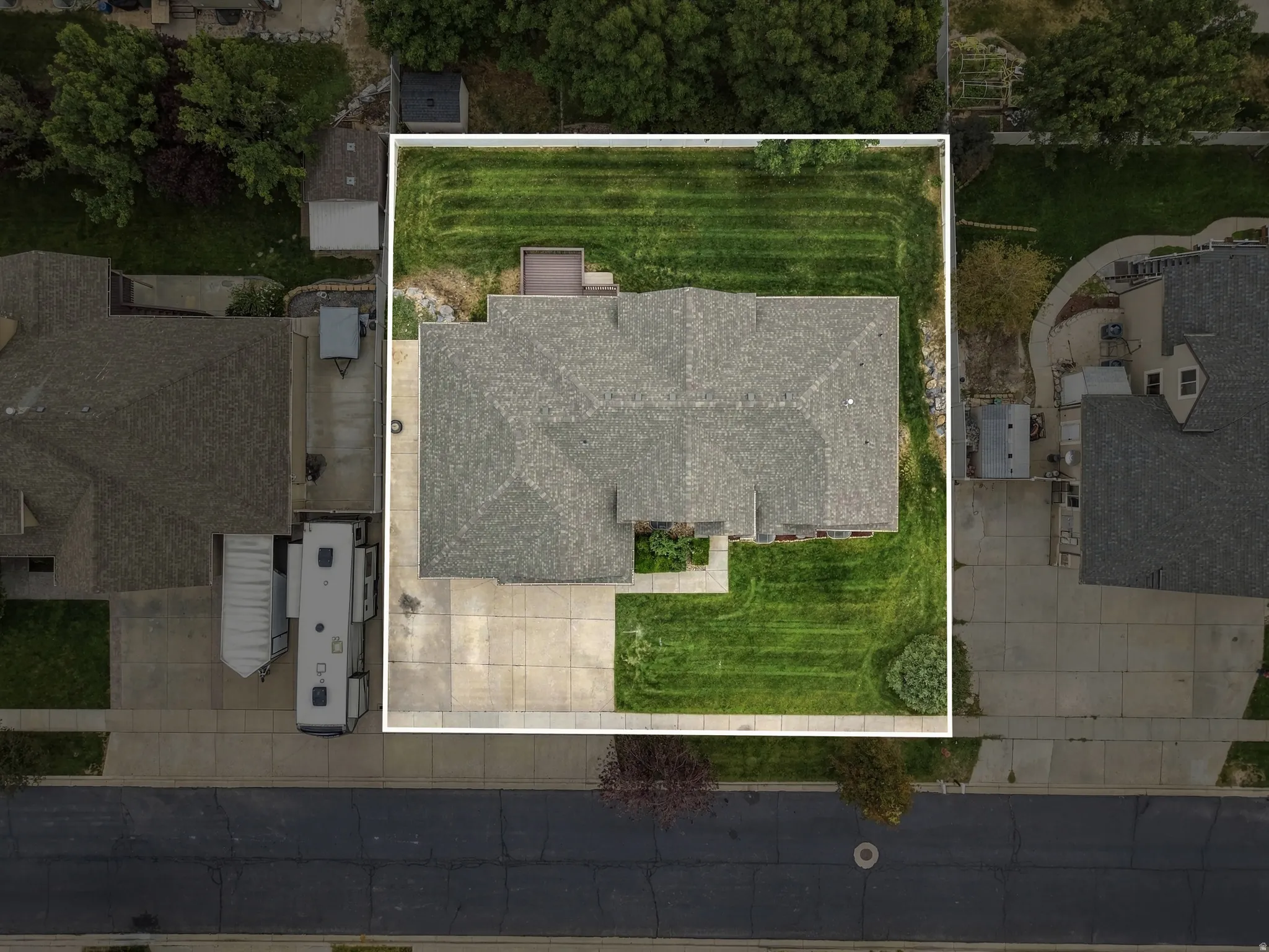 Aerial view of lot lines