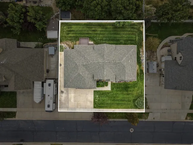 Aerial view of lot lines