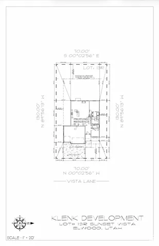 Site Plan. Illustrating the proposed residence and associated lot dimensions for the property