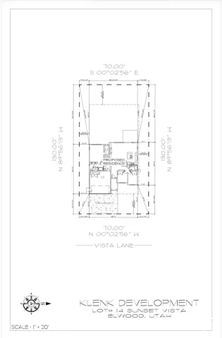 Site Plan. Illustrating the plot boundaries, building dimensions, and setbacks for the property