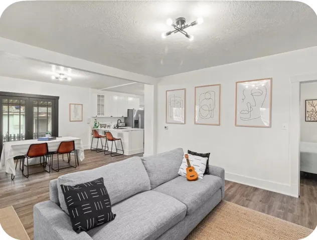 Wood-finish flooring throughout