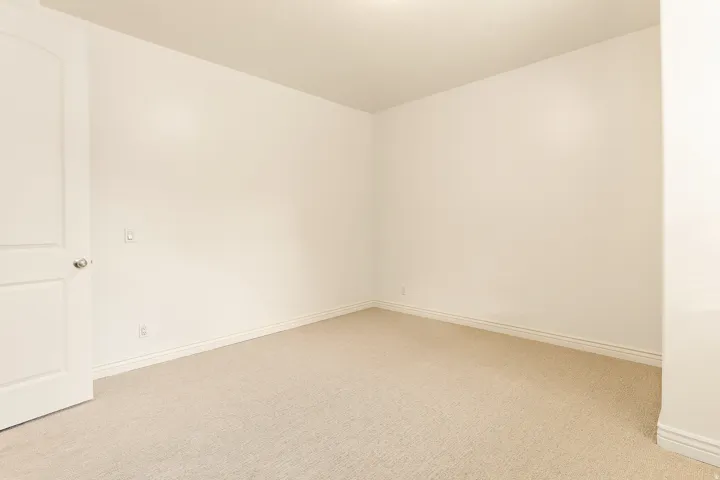 Neutral wall color, light-toned carpet flooring, and white trim