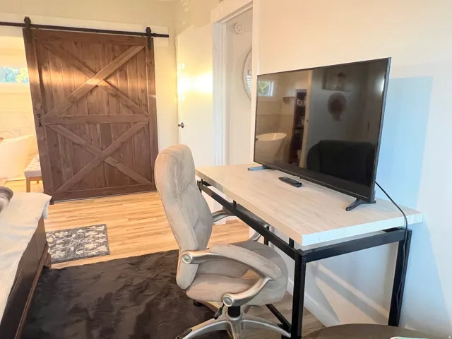 Wood-finish flooring throughout