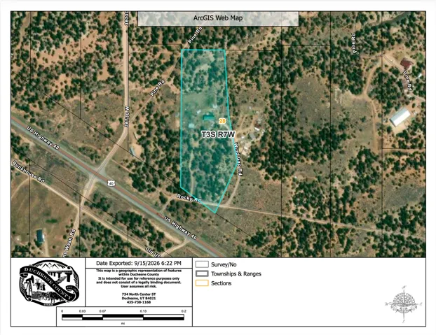 Geographic Information System Map. Displaying the property boundary and surrounding topographical features