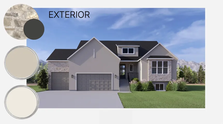 Computer rendering of home depicting design selections.