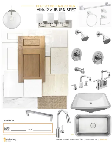 Selections Finalization Document. Detailing interior finish selections and fixture specifications for the property