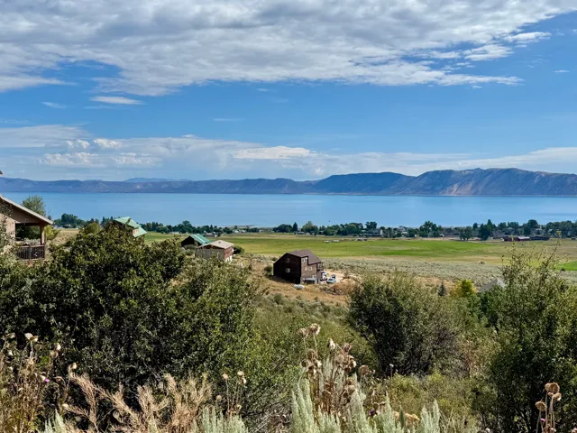 Expansive water scenery with distant mountains