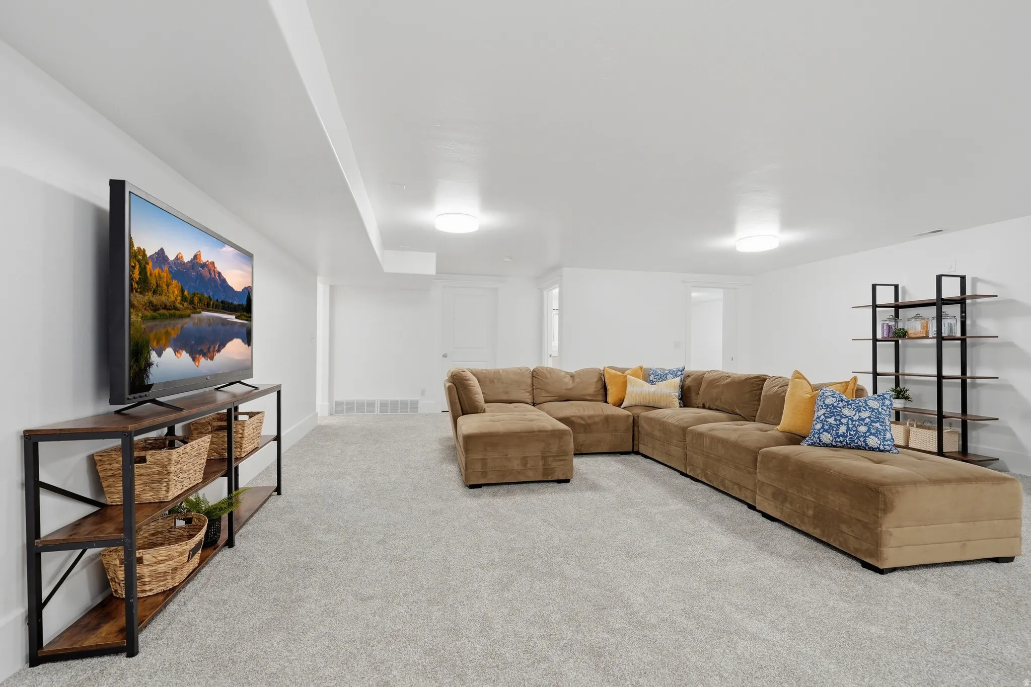 Family room wired for surround sound