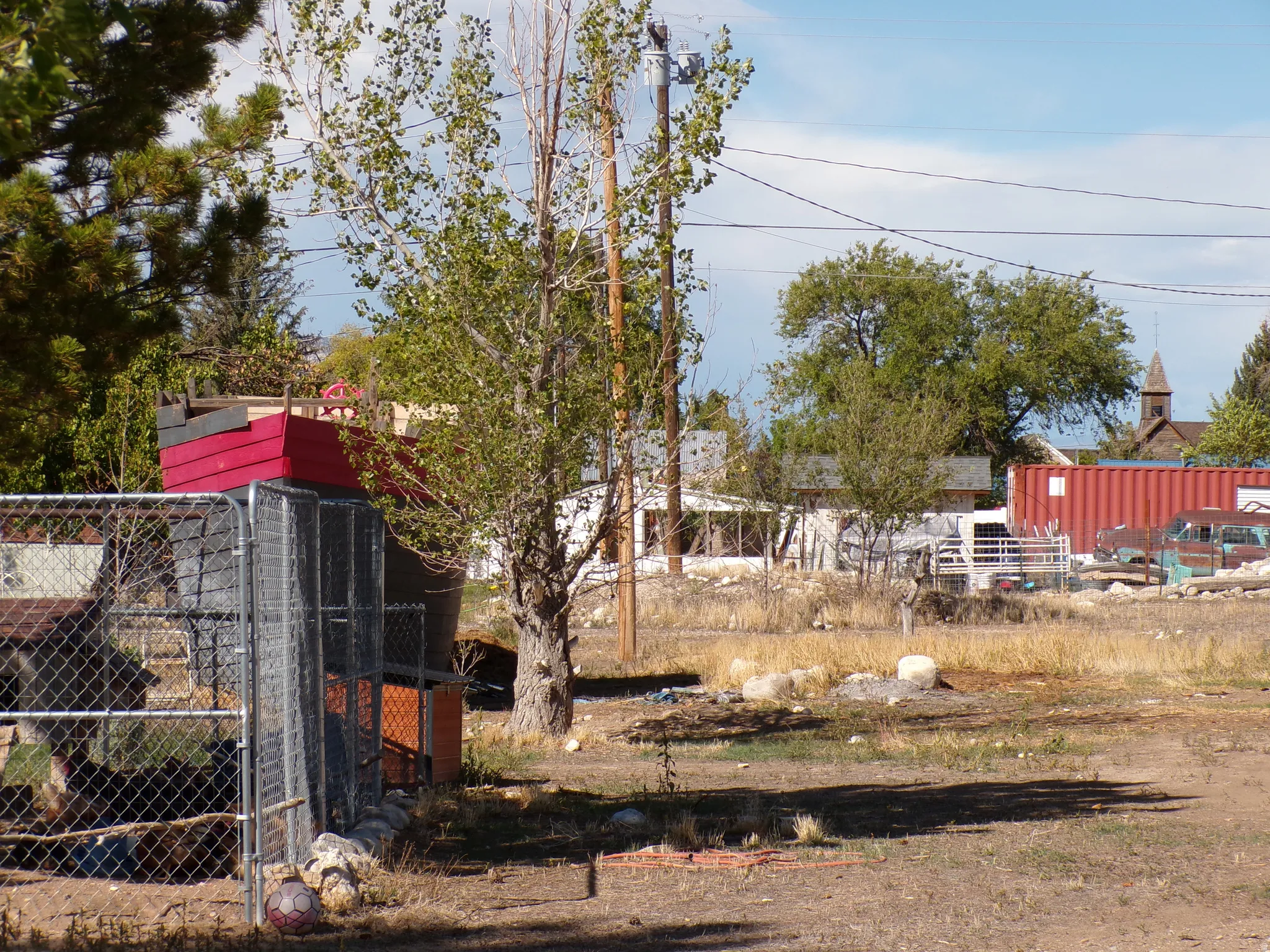 Power pole close to NW corner