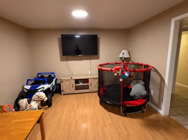 Wood-finish flooring throughout
