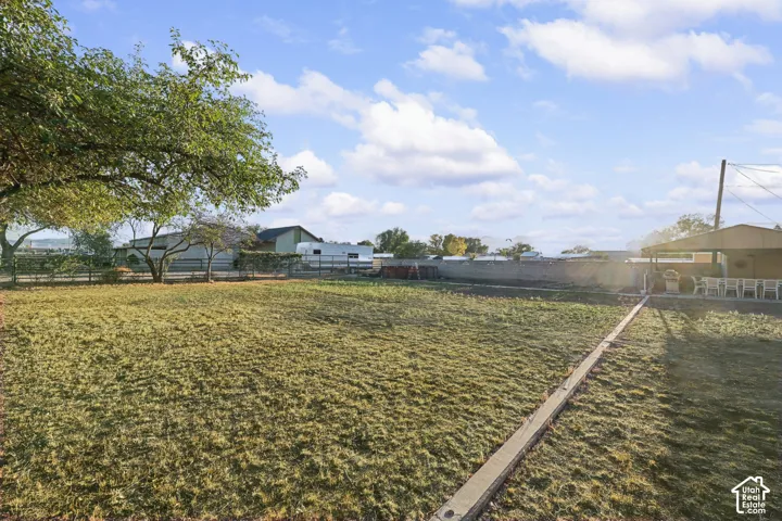 Expansive grassy yard with a concrete border
