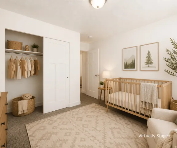 Recessed closet with sliding doors, neutral carpeting, and a flush mount light fixture